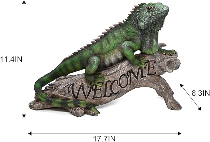 Patio Chameleon Figurine Garden Decor Lizard Outdoor Statue Yard Decoration Home Sculpture Outside Accessory Lawn Welcome Sign Iguana
