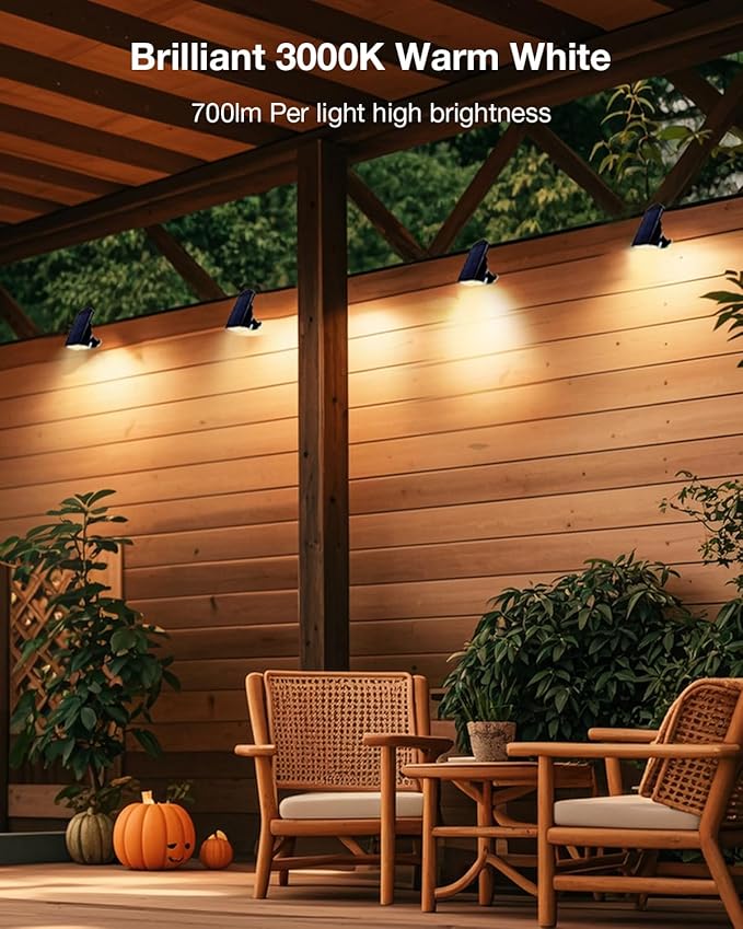 Solar Power Spotlight Outdoor Waterproof Landscape LED Accent Lighting for Yard, Tree, Plants, Walls, Path, Garden, Statues, Adjustable Brightness,Dusk to Dawn Long Lasting 4 Pack Warm White