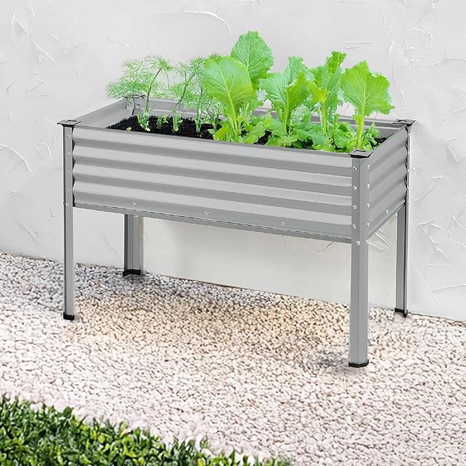 Best Choice Products 48x24x30in Galvanized Raised Garden Bed, Metal Elevated Planter Box, Vegetable Garden for Backyard, Patio, Balcony - Moonlight Gray