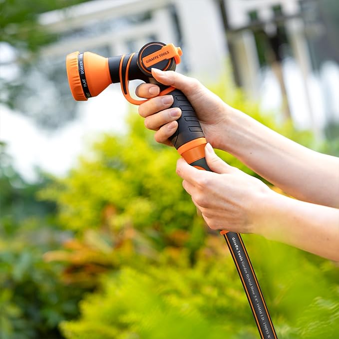 Giraffe Tools Garden Hose 25ft x 3/4", Heavy Duty Water Hose, Flexible, Hybrid Lightweight Hose with Swivel Handle, Male to Female Fittings, Burst 600 PSI