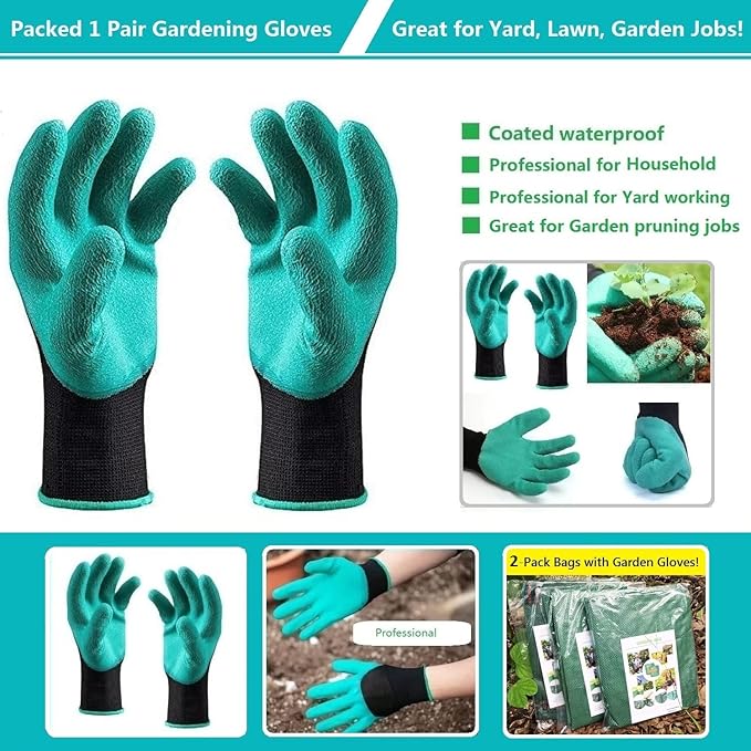 Professional 2-Pack 80 Gallon Big Lawn Yard Garden Bags (D26, H33 inch) with Gardening Gloves, Yard Waste Bag,Debris Bag,Camping Waste Bag,Recycle Bag,Grass Clippings Bag,Weeds Bag,Leaf Bags 4 Handles