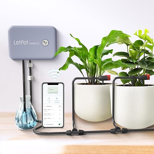 LetPot Automatic Watering System for Potted Plants, Drip Irrigation Kit System, Smart Plant Watering Devices for Indoor Outdoor, Water Shortage Remind, IPX66 (Grey