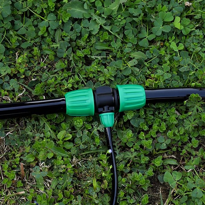 10 Pcs Barbed Tee 1/2 inch Tubing (1/2" ID x0.6-0.63" OD) 16mm to 1/4 inch Irrigation Tube Anti-Drop Quality Fitting (3-Way Lock Buckle Green)