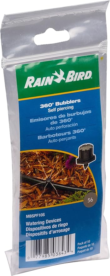 Rain Bird MBSPF10S Drip Irrigation Self-Piercing Micro-Bubbler, 360° Full Circle Pattern, 0 - 3' Spray Distance, 10-Pack