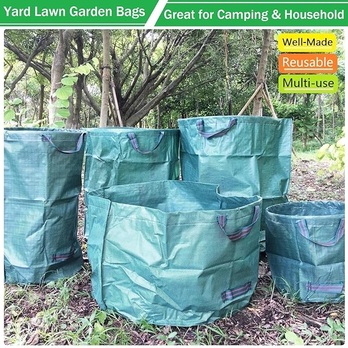Professional 2-Pack 80 Gallon Big Lawn Yard Garden Bags (D26, H33 inch) with Gardening Gloves, Yard Waste Bag,Debris Bag,Camping Waste Bag,Recycle Bag,Grass Clippings Bag,Weeds Bag,Leaf Bags 4 Handles