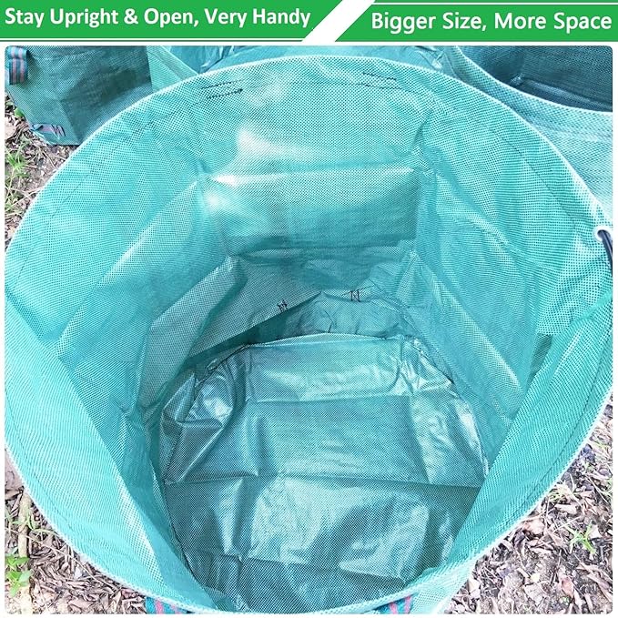 Professional 2-Pack 80 Gallon Big Lawn Yard Garden Bags (D26, H33 inch) with Gardening Gloves, Yard Waste Bag,Debris Bag,Camping Waste Bag,Recycle Bag,Grass Clippings Bag,Weeds Bag,Leaf Bags 4 Handles