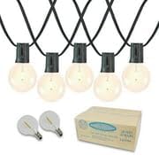 Novelty Lights 25 Feet G40 LED Patio String Lights with 25 Bulbs, Warm White, Weather Resistant and Shatterproof Replaceable Plastic Globe Bulbs, Black Wire