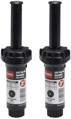 Toro 53817 3-Inch Pop-Up Fixed-Spray with Nozzle Sprinkler, 360-Degree, 15-Feet, Black (Pack of 2)