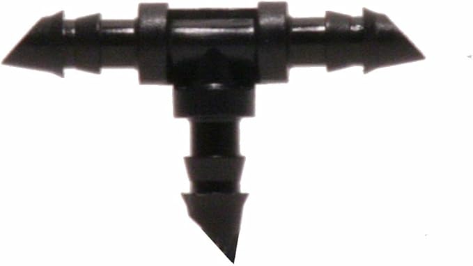 Raindrip 307050B, Barbed Tee, 1/4-Inch, 50-Pack, Drip Irrigation Fitting for Supply Tubing & Dripline, Black