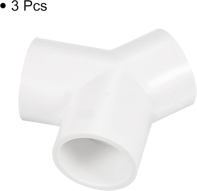 PATIKIL 32mm PVC Pipe Fittings, 3 Pack 3 Way Y Shape Water Tubing Joint Connectors Adapters Union for Garden Irrigation Home Aquarium
