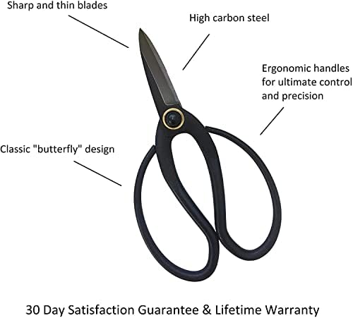 GARDEN GURU Bonsai Scissors - Traditional Butterfly Bonsai Pruner Shear for Precise Trimming Pruning and Deadheading of Flowers Plants, Japanese Bonsai Garden Tools (180mm 2 Pack)