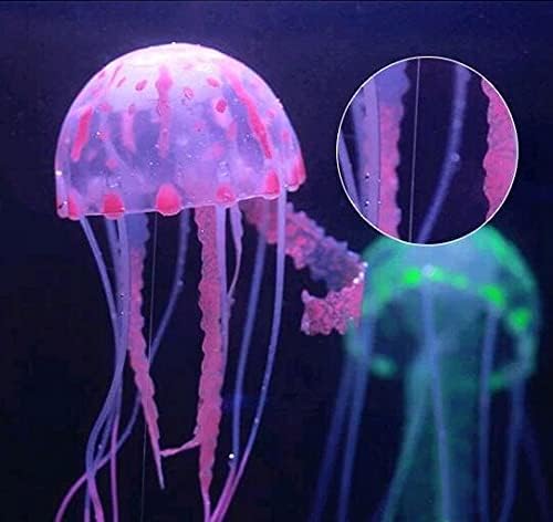 Lpraer 6 Pack Glow Jellyfish Floating Fish Tank Decorations Glowing Effect Silicone Simulation Jellyfish Ornament Aquarium Decorations (6 Colors)
