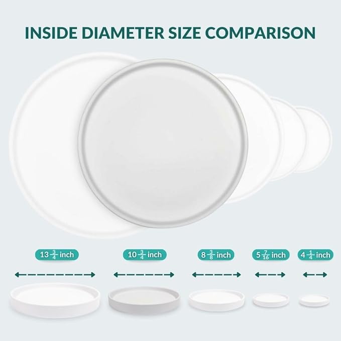Willowy Matte White Ceramic Pot Saucer - Drainage Tray for 9, 10, 11, 12 Inch Planters + More Sizes