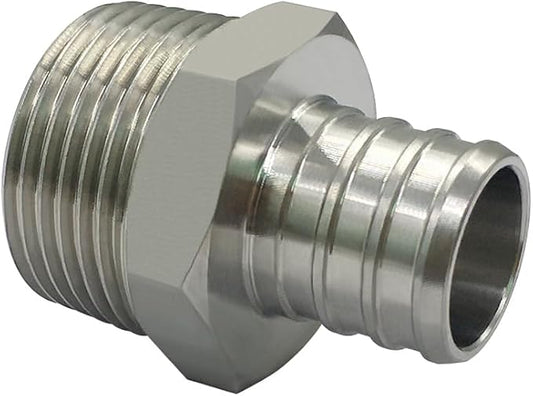 Beduan Stainless Steel PEX Garden Hose Adapter Fitting 1/2" PEX Barb to 3/4" GHT Male Connector for Outdoor Garden Irrigation Watering