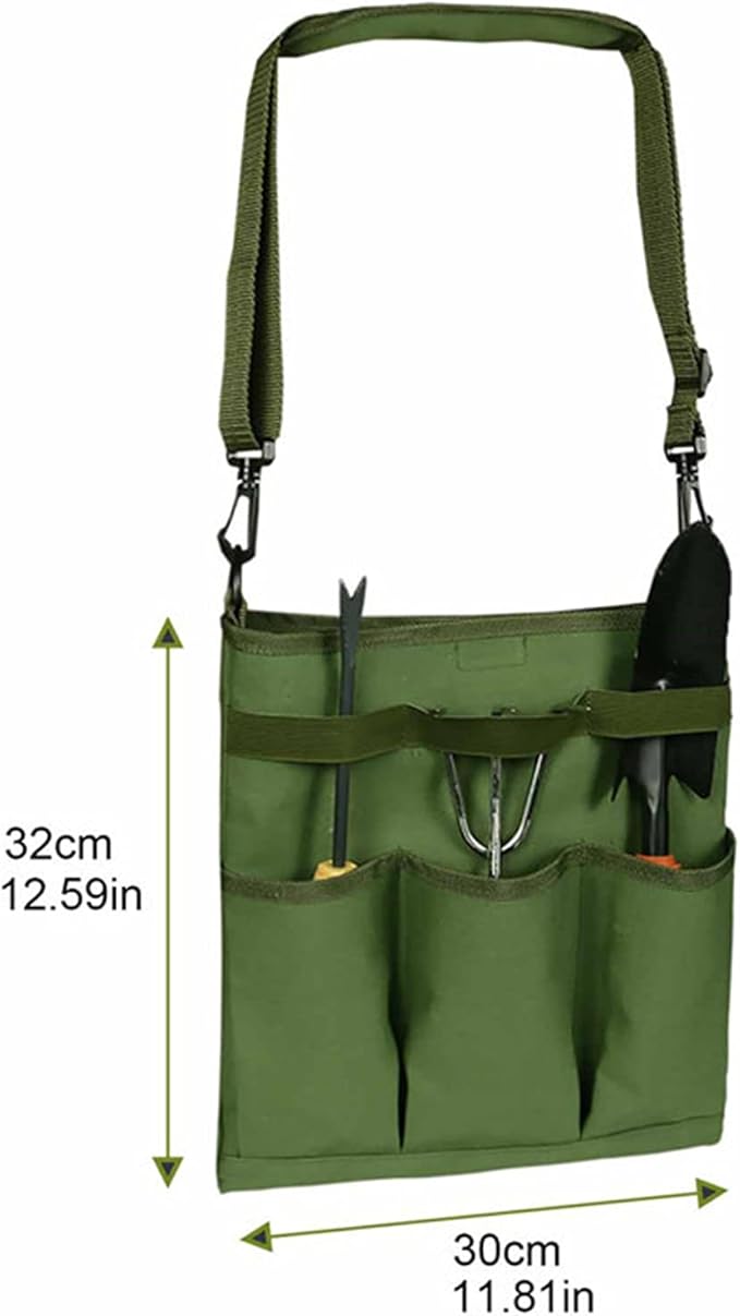 Garden storage bag, diagonal gardening tool bag with 3 external storage pockets, for storing gardening pruning tools(excluding tools)…