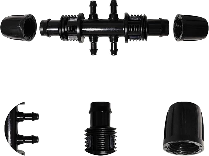 10PCS Barbed Tee 1/2 inch to 1/4 inch Irrigation Tube Anti-Drop Drip Irrigation Parts (13mm ID/4mm ID),Drip Irrigation System Fits 16 mm Drip Tape Tubing,4mm ID 7mm OD Hose Connector, 6-Way Adapte