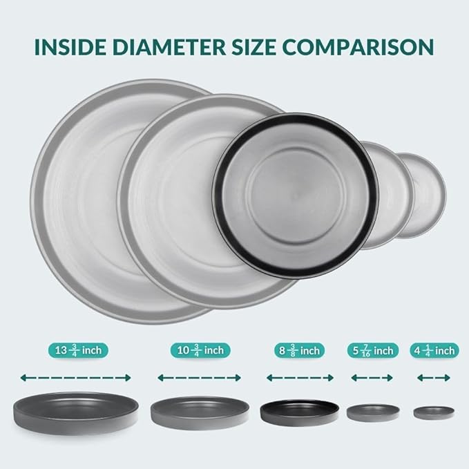 Willowy 9 Inch Black Ceramic Plant Saucer (2 Pack) - Plant Drip Trays for 6-8 Inch Planters,Plant Saucers for Indoors,Plant Trays for Pots,Plant Pot Saucers,Plant Water Tray,Plant Dish Saucer