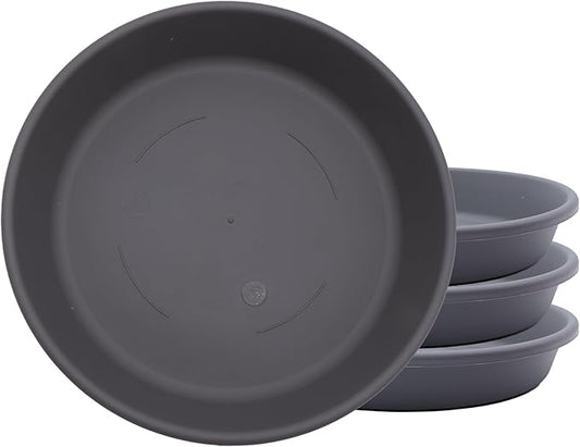 The HC Companies Flower Pot Saucers - Plastic Plant Saucer for Outdoors & Indoors - Traditional Design Plant Pot Trays for Water Drainage - Durable & Stylish Round Plant Tray (6-inch Warm Gray)