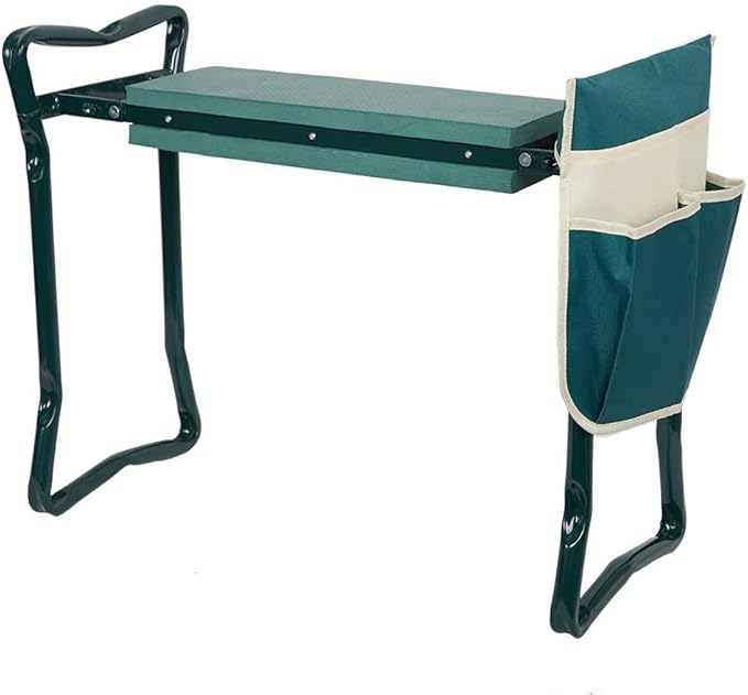 Garden Kneeler and Seat Heavy Duty Gardening Bench Stool with Tool Pouch, Eva Soft Foam Pad for Kneeling and Seating, Lightweight Frame