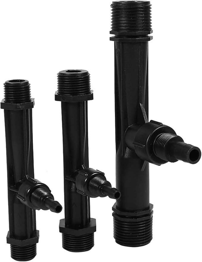 Wytino Fertilizer Injector Tube, Irrigation Venturi Fertilizer Injector 1/2" 3/4” 1” Inch Garden Fertilizer Mixer Injector, Agriculture Device Plastic, Black(1/2 inch)