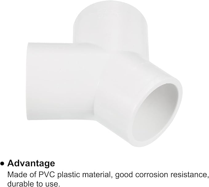 PATIKIL 32mm PVC Pipe Fittings, 3 Pack 3 Way Y Shape Water Tubing Joint Connectors Adapters Union for Garden Irrigation Home Aquarium