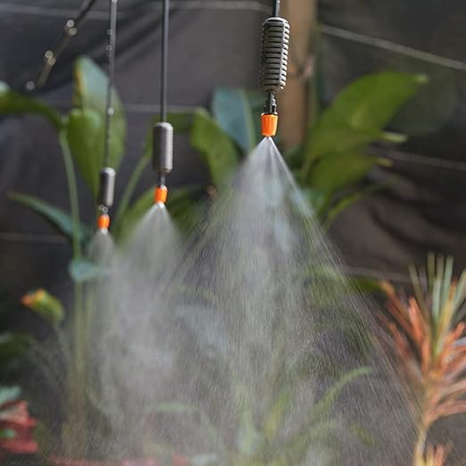 50 Pcs Drip Irrigation Spray Emitters, Adjustable Atomizing Nozzles,1/4 Inch Drip Irrigation Parts Sprayers Drippers for Garden Greenhouse Agricultural Irrigation Patio Misting