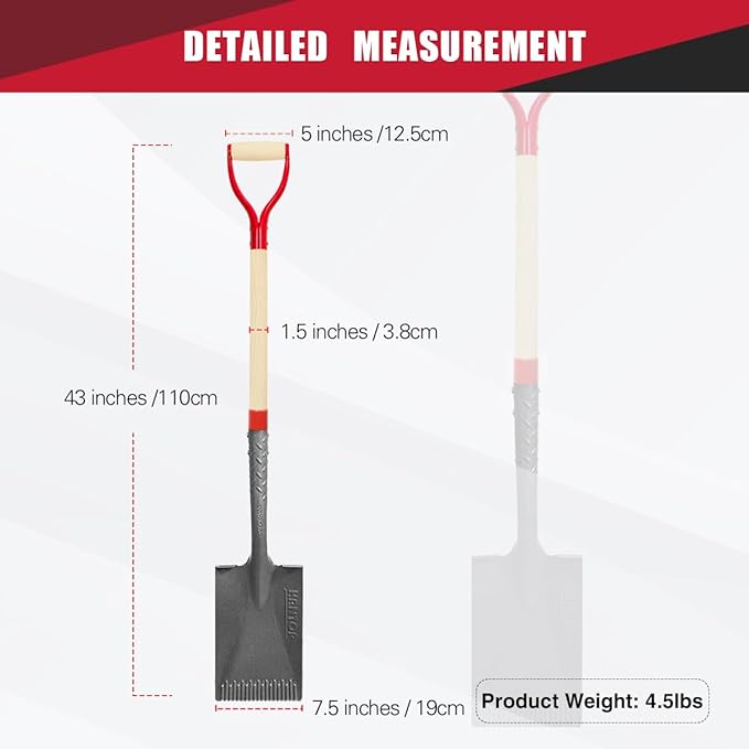 Shovel for Digging Spade Shovel Garden Spade Trenching Shovel for Planting Gardening Landscaping Edging,43 inches