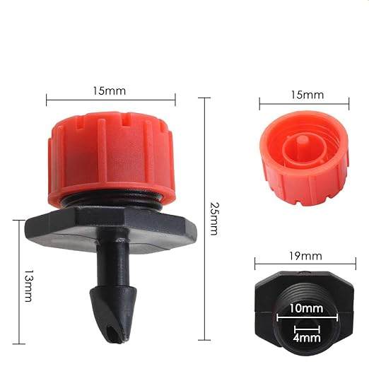 WINBOB 100PCS Adjustable Irrigation Drippers Sprinklers 1/4 Inch Emitter Dripper Micro Drip Irrigation Sprinklers for Watering System(Red)
