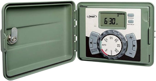 Orbit 57896 6-Station Outdoor Swing Panel Sprinkler System Timer, Green