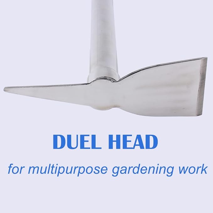 LUBAN Stainless Steel Garden Hoe Pick 15-inch Length Lightweight Weather Resistant Metal Multipurpose Hand Tool for Gardening Cultivator Weeding Seeding Turning Soil