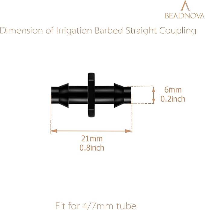 BEADNOVA Drip Irrigation Connectors 30 Pcs 1/4 Inch Barbed Connector Straight Couplings Irrigation Connectors for 1/4 Inch Drip Tubing Water Tubing Gardening Irrigation Supplies (30pcs)