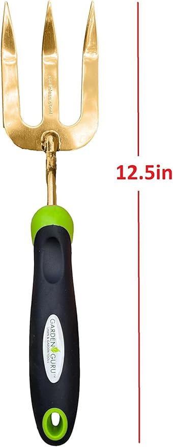 Garden Guru Titanium Hand Weeder Fork Tool – Rust Resistant – Ergonomic Handle – Great for Planting, Spreading Mulch, Weeding, Loosening & Transplanting Soil