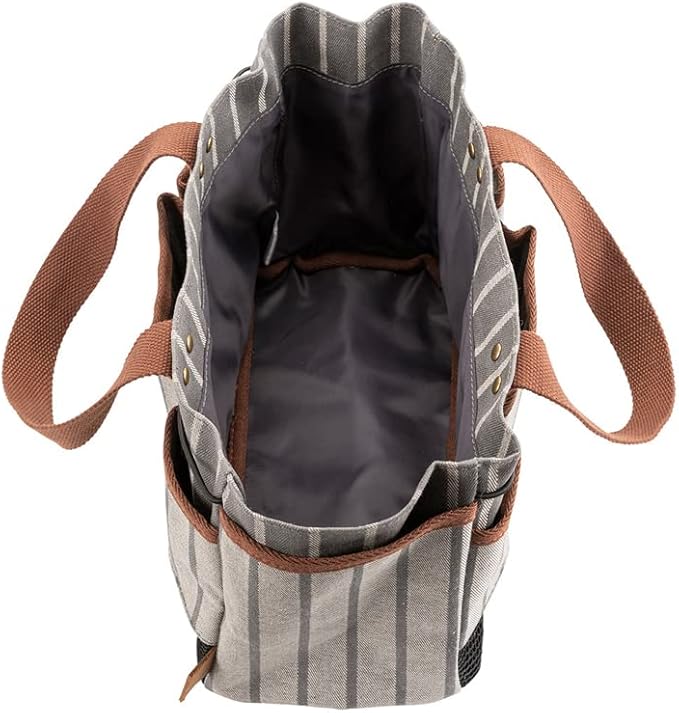 Sophie Conran Burgon & Ball Grey Stripes Garden Tool Storage Bag Holder with 8 Pockets
