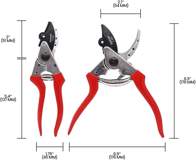 Zenport Z202 Heavy Duty Pruner, Cut-n-Hold, Red Handles, 8-Inch