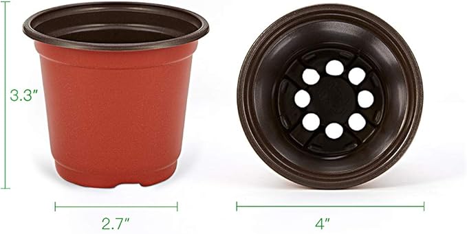 JERIA 200-Pack 4 Inch Plastic Nursery Pots Come with 200 Pcs Labels, Seedling Flower Plant Container and Seed Starting Pots