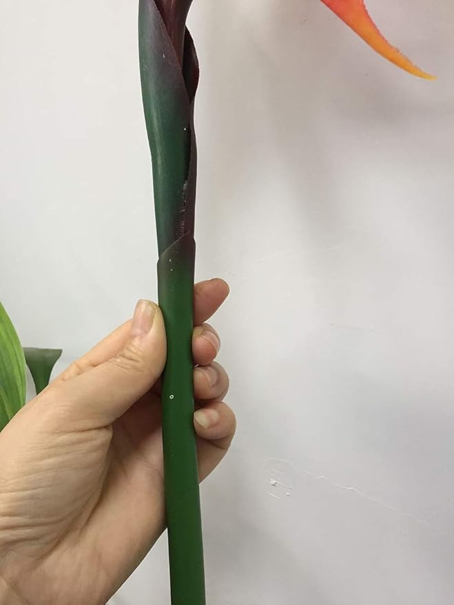 Large Bird of Paradise 32 Inch Permanent Flower,Flower stem 0.3 Inch,Flower Part is Made of Soft Rubber PU,Artificial Flower Plants Flower Arrangement for Home Office 2 Pcs (Red)