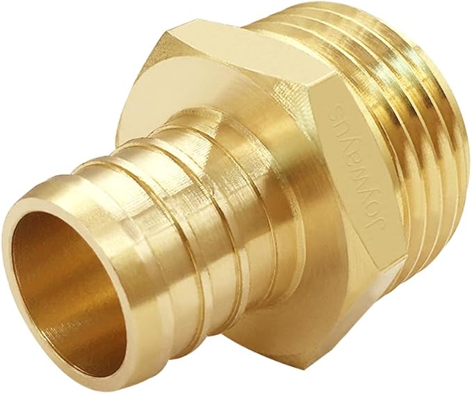 Joywayus 3/4" PEX Barb x 3/4" GHT Thread Swivel Hex Brass Garden Water Hose Pipe Connector Fittings for House/Boat/Lawn/Power Wash/Irrigation