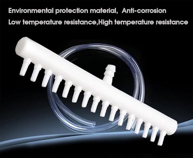 Rake-shaped hose joint air discharge diverter, Plastic Barb Hose Fitting Connector, 6-Way Outlet Air Line Pump Tubing Splitter Water Flow Divider, for Aquarium Garden Agricultural Irrigation（6Pcs）