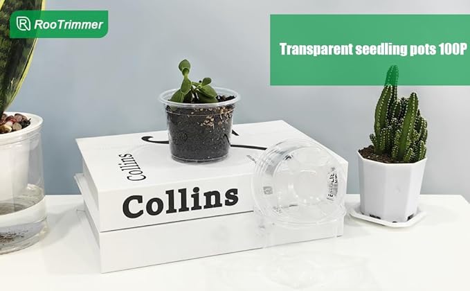 4" Clear Seeding Pots 50-Pack Round for Seeds Starting, Seeds Germination Transparent Nursery Pots with Drainage Holes (4Inch,Clear,50Pcs)