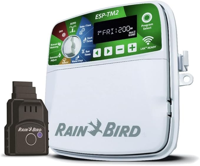 Rain-Bird ESP-TM2 Indoor Outdoor Irrigation WiFi Zone Controller Timer Box and Link Lnk WiFi Mobile Wireless Smartphone Upgrade Module Sprinkler System (6 Zone)