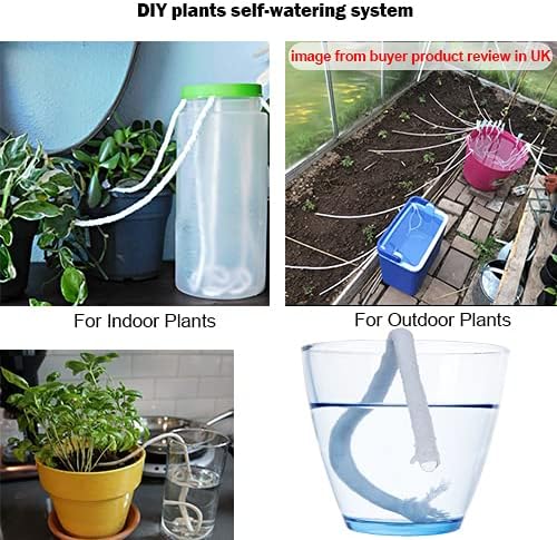 ORIMERC 60 feet 1/5 inch Self Watering Capillary Wick Cord Vacation Plant Sitter DIY Hydroponic Wicking Self-Watering Planter Pot Automatic Water System Device Potted Violet Auto Seedling Waterer Rope