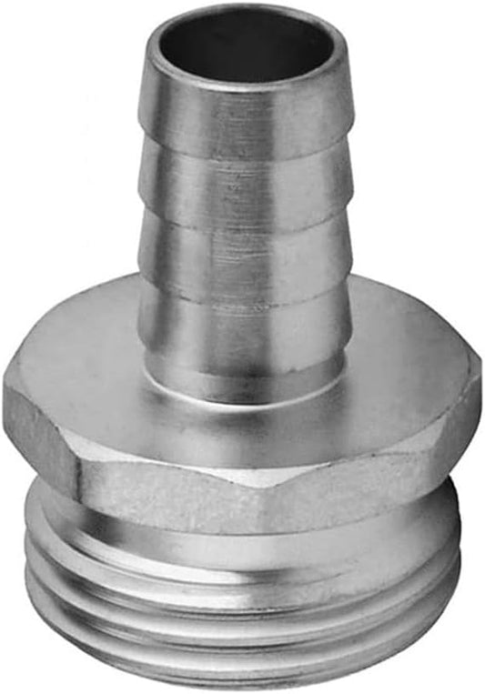 Stainless 5/8" Hose Barb x 3/4" Male GHT Garden Water Hose Connector Repair Fitting for Boat Lawn Power Wash Irrigation