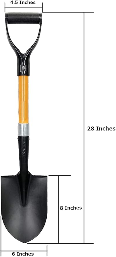 Ashman Short Handle Digging Shovel (6 Pack) Kids Beach Shovel, Shovel for Digging 27-inch with Sturdy Blade, Small Garden Shovel, Kids Snow Shovel, Shovels for Gardening with D- Handle Gardening Tools