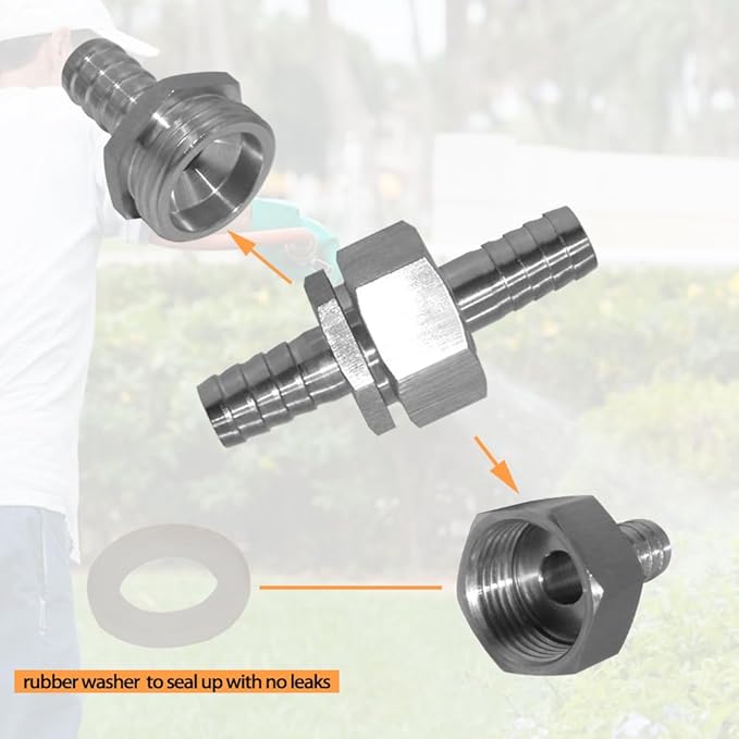 Stainless 3/8" Hose Barb x 3/4" Female GHT Garden Hose Threaded Swivel Connector Repair Fitting for Water Boat Lawn Power Wash Irrigation