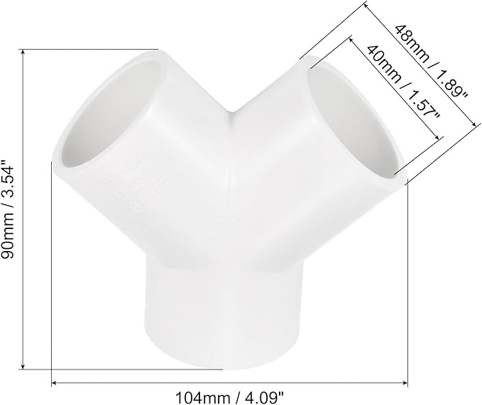 PATIKIL 40mm PVC Pipe Fittings, 2 Pack 3 Way Y Shape Water Tubing Joint Connectors Adapters Union for Garden Irrigation Home Aquarium