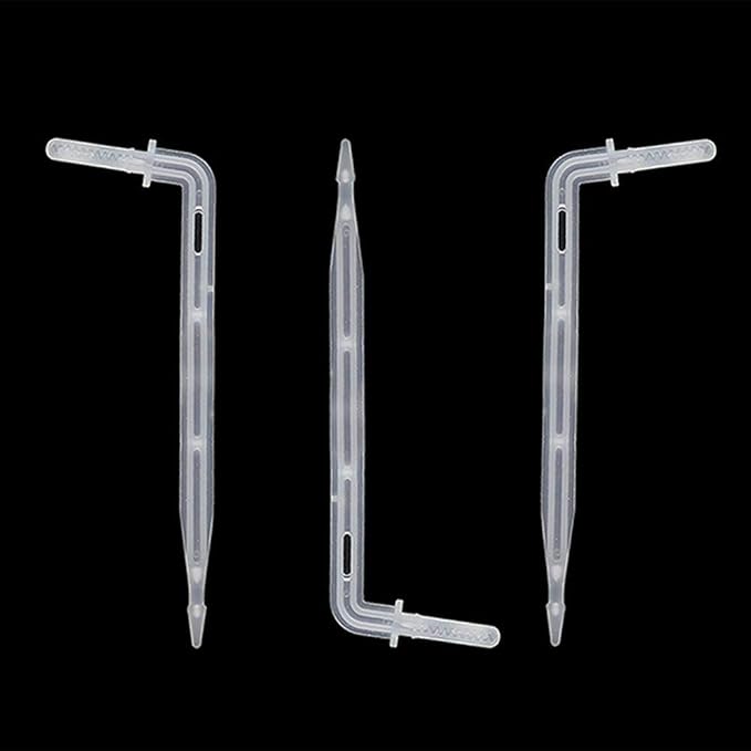 10 Sets White Drip Emitters with 3-Way Connector Curved Arrow Dripper Potted Plants Bend Sprinklers Garden Automatic Irrigation System for 4/7mm Hose Patio Watering Cooling Irrigation Kit
