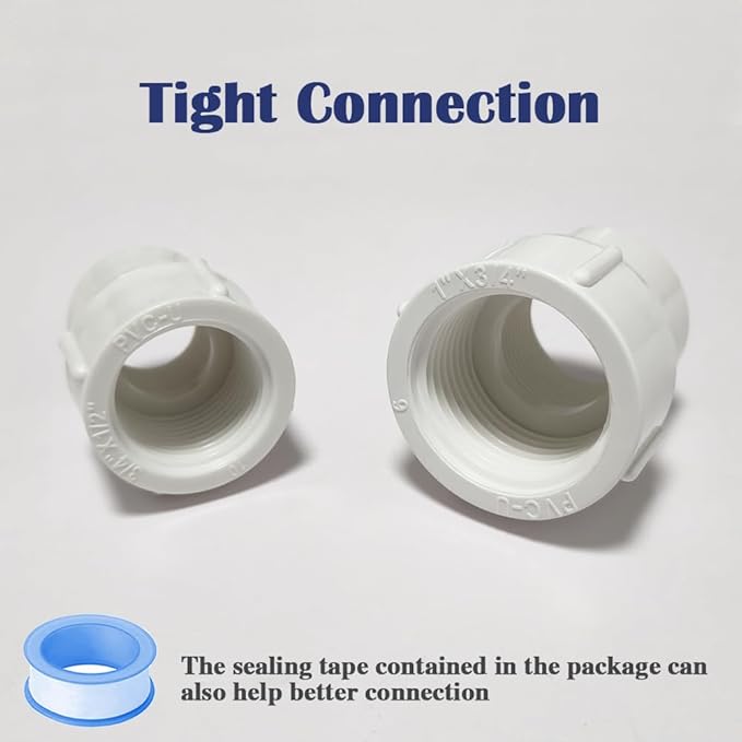 8PCS 1 to 3/4 Inch Double Female Threaded PVC Adapter Pressure Fittings 1" to 3/4" Female to Female Thread Coupling Pipe Fitting Connector for Garden Works HE046-1x3/4