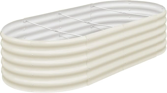 SnugNiture Galvanized Raised Garden Bed, 8x4x1.5ft Oval Metal Planter Box for Planting Outdoor Plants Vegetables