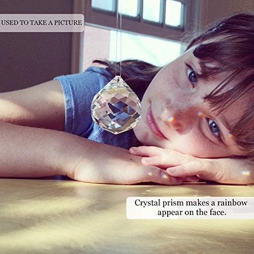 MerryNine 6 Pcs 30mm Clear Crystal Ball Prism Sun Shine Catcher Rainbow Pendants Maker, Hanging Crystals Prisms for Windows, for Feng Shui, for Gift (1.18"/30mm 6Pack)