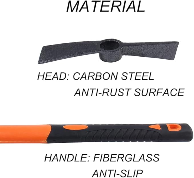 LUBAN Dual Head Axe Hoe with Heavy Duty Forged Adze and Ergonomic Non-Slip Handle for Gardening, Hunting, Landscaping Outdoor 39mm/15-Inch